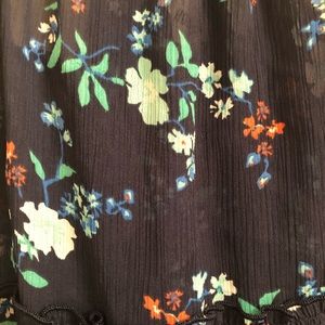 Transparent navy blue tank w ruffles & crossback